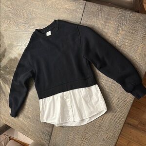 Zara size 13-14 Black Ribbed Collar Top